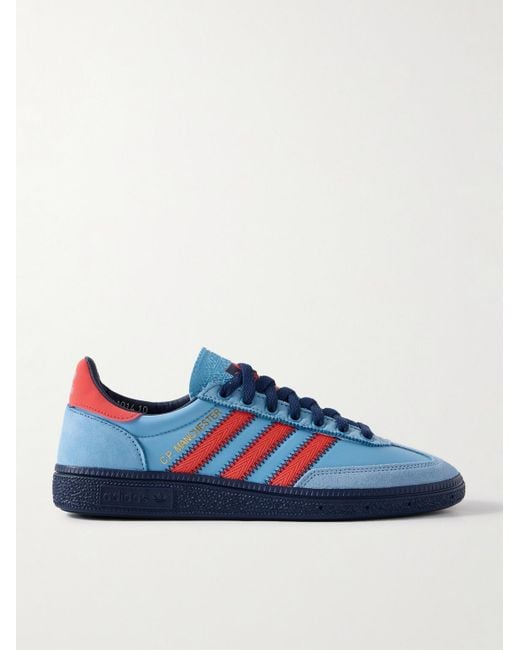Adidas Originals Blue C.P. Company Manchester Handball Spezial Rubber, Grosgrain And Faux Leather-Trimmed Shell And Suede Sneakers for men