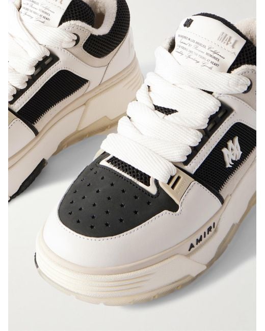 Amiri Natural Ma-1 Suede-Trimmed Mesh And Leather Sneakers for men