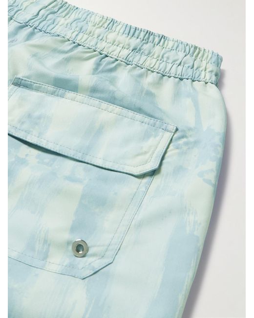 Frescobol Carioca Blue Straight-leg Mid-length Printed Recycled Swim Shorts for men