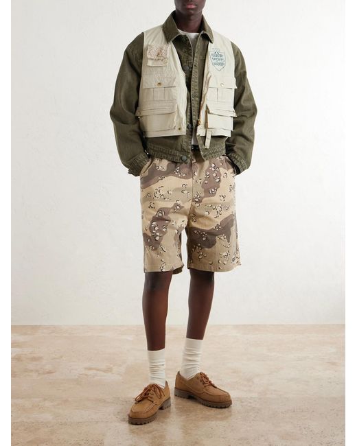 Kapital Natural Easy Straight-leg Herringbone Camouflage-print Cotton Shorts for men