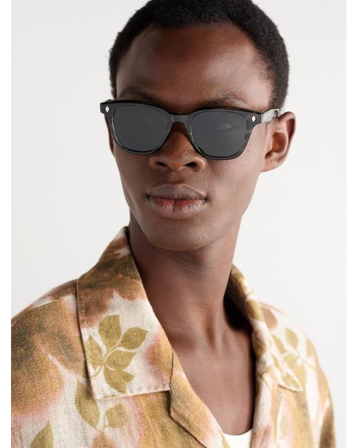 Garrett Leight Black Broadway D-Frame Acetate Sunglasses for men