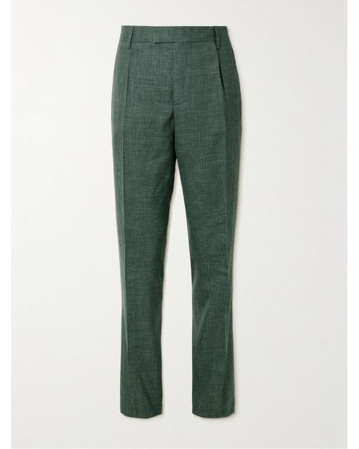 Pantaloni a gamba dritta in misto lana di Mr P. in Green da Uomo