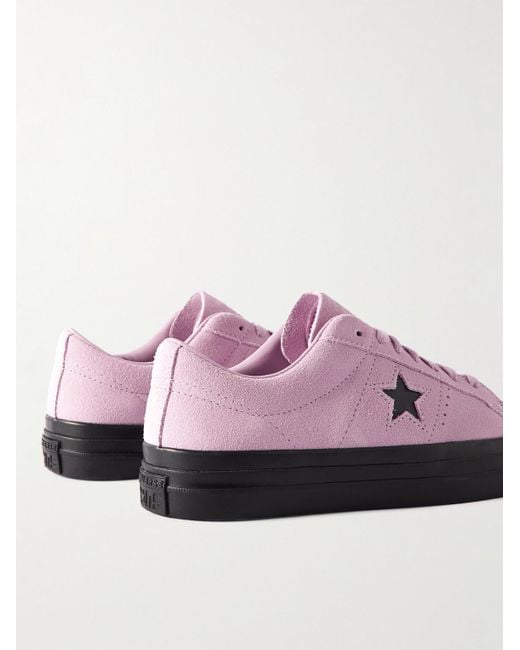 Converse Pink One Star Pro Leather-trimmed Suede Sneakers for men