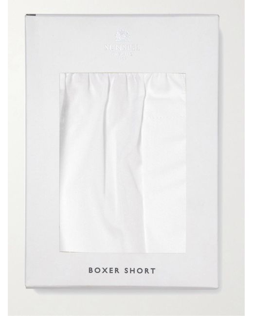Sunspel White Cotton Boxer Shorts for men