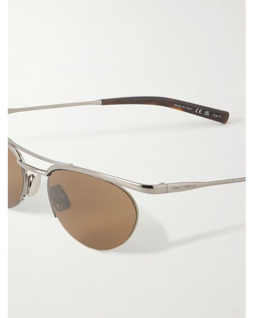 Saint Laurent Natural Round-frame Silver-tone Sunglasses for men
