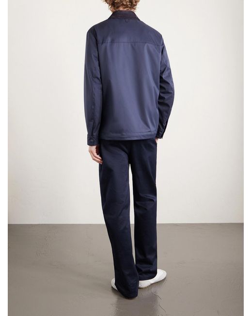 Canali Blue Suede-trimmed Shell Jacket for men
