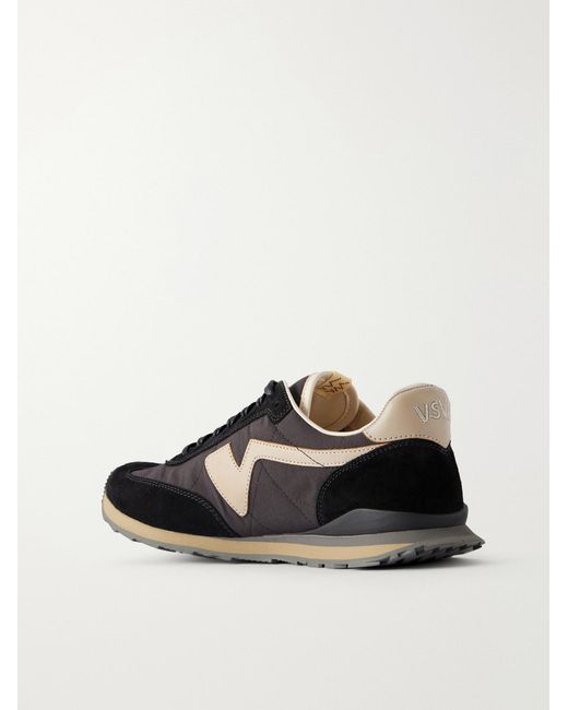 Visvim Black Fkt Runner Leather And Suede-Trimmed Canvas Sneakers for men