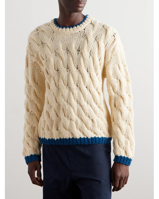 Federico Curradi Natural Cable-knit Wool Sweater for men
