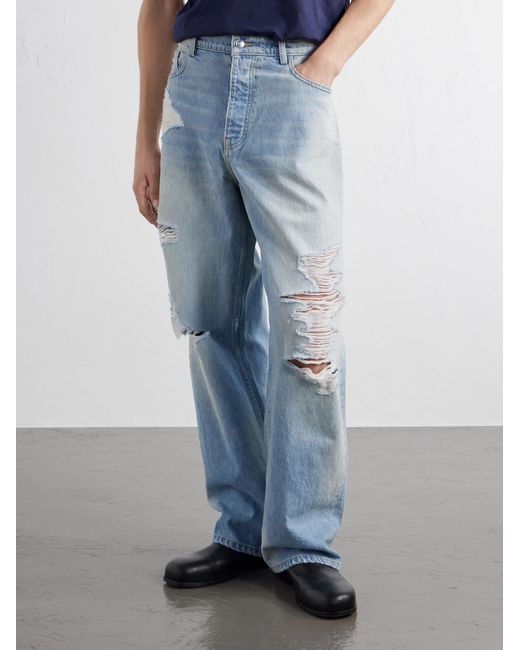 NAHMIAS Blue Wide-leg Distressed Jeans for men