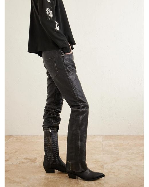 Enfants Riches Deprimes Black Split Ends Embroidered Leather Boots for men