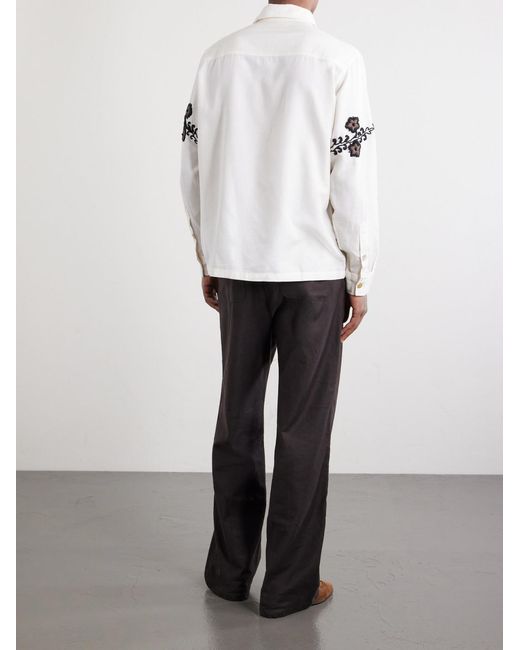 Kartik Research White Bead-Embellished Embroidered Cotton-Poplin Shirt for men