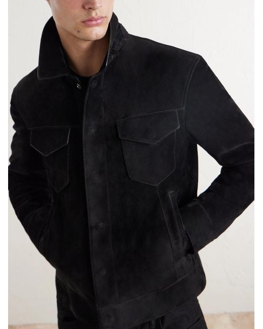 Tom Ford Blue Slim-Fit Suede Jacket for men