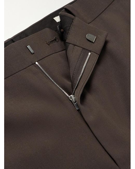 Auralee Gray Straight-Leg Wool-Gabardine Trousers for men