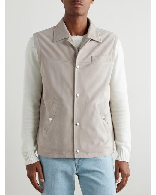 Brunello Cucinelli Natural Suede Gilet for men