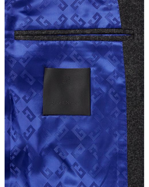 Givenchy Blue Wool-Flannel Suit Jacket for men