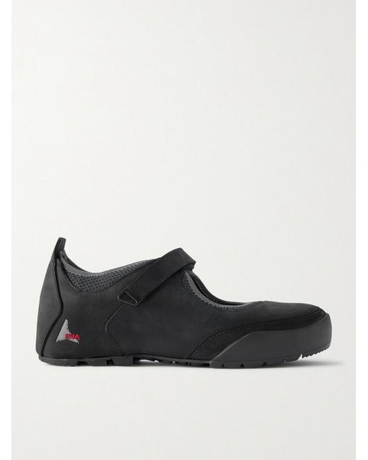 Roa Black Loie Mesh-Trimmed Nubuck Sneakers for men