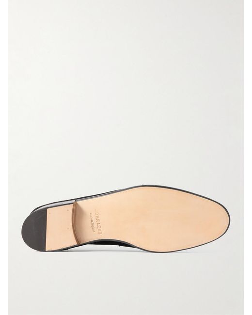 John Lobb Black James Suede Penny Loafers for men