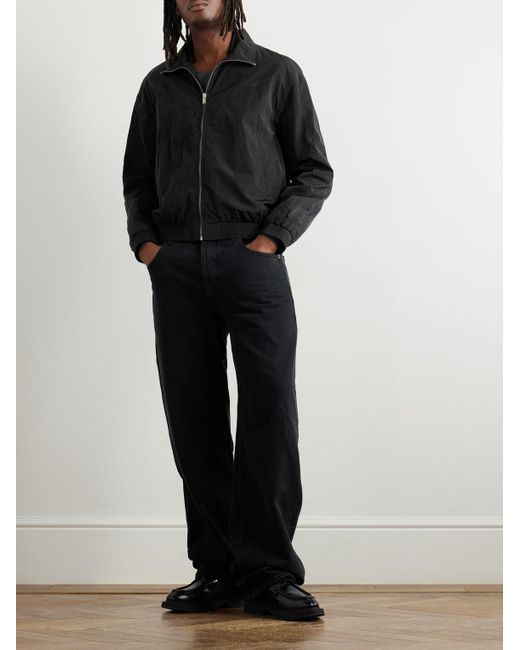 Saint Laurent Black Logo-Embroidered Shell Bomber Jacket for men
