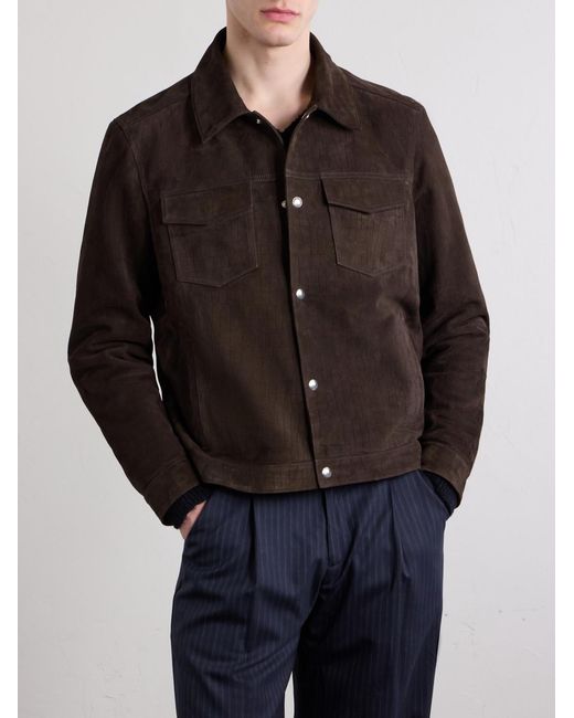 Mr P. Black Croc-effect Suede Jacket for men