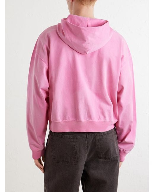 424 Pink Academy Logo-Appliquéd Cotton-Jersey Zip-Up Hoodie for men