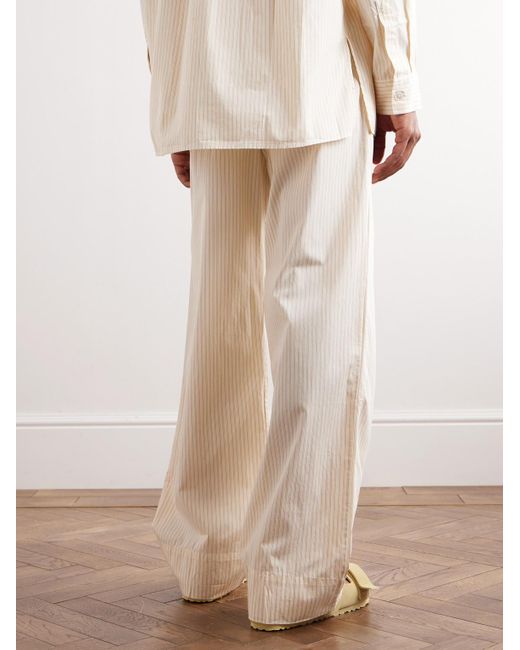 Tekla Natural Birkenstock Straight-leg Pleated Striped Organic Cotton-poplin Pyjama Bottom for men