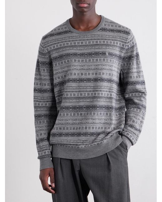 Polo Ralph Lauren Gray Striped Wool Sweater for men