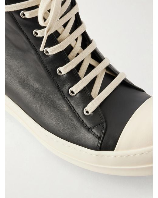 Rick Owens Black Ramones Full-grain Leather And Rubber Sneakers for men