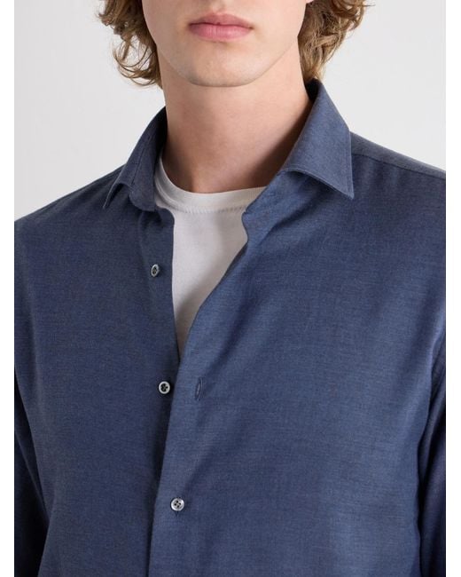 Caruso Blue Cotton And Cashmere-Blend Shirt for men