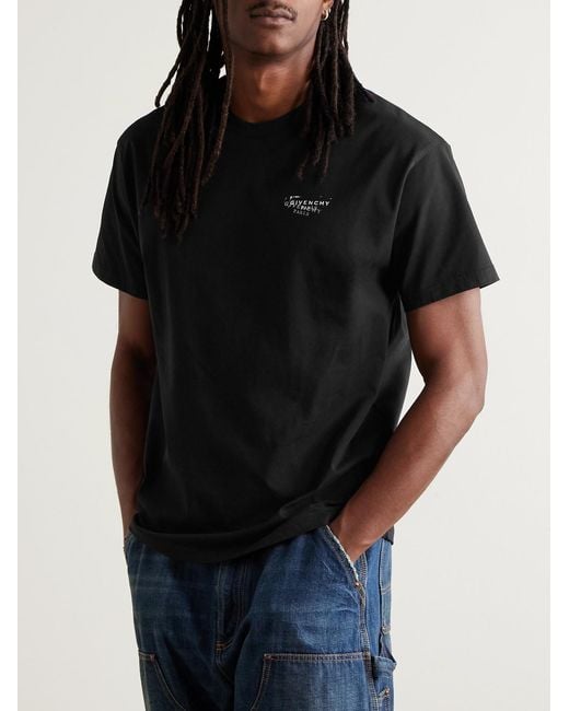 Givenchy Black Logo-Print Cotton-Jersey T-Shirt for men