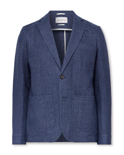 Oliver Spencer Blue Theobald Slim-fit Unstructured Linen Blazer for men