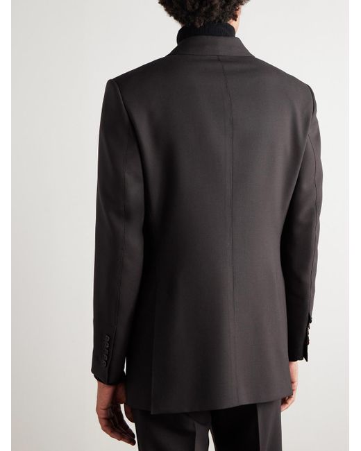Tom Ford Black Hopsack Double-breasted Wool Suit Jacket for men