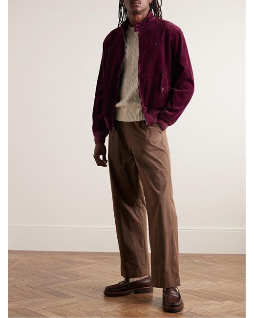 Polo Ralph Lauren Slim-fit Logo-embroidered Cotton-corduroy Bomber Jacket  for Men | Lyst UK
