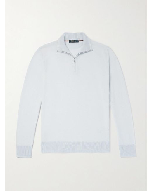 Loro Piana White Roadster Cashmere Half-Zip Sweater for men