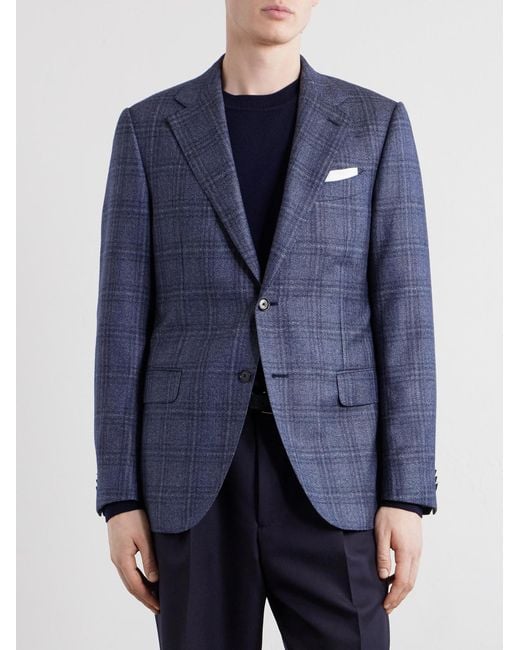 Caruso Blue Norma Checked Wool Blazer for men