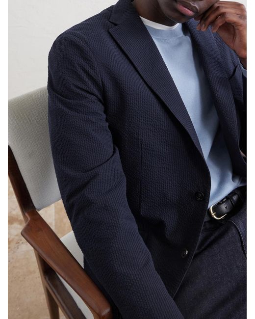 Boglioli Blue Cotton-Seersucker Blazer for men
