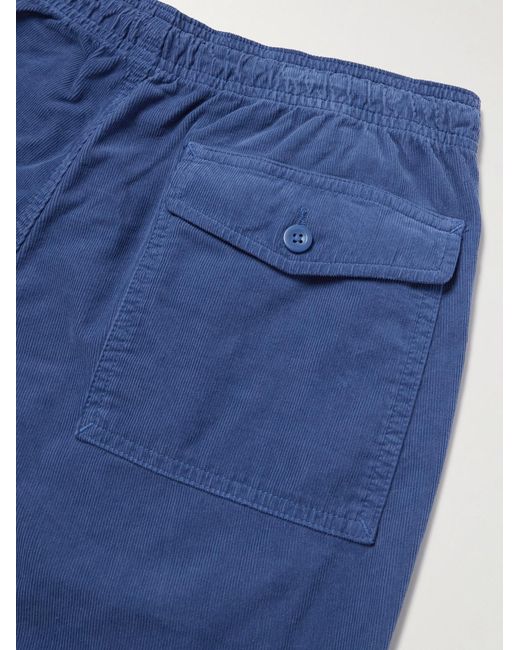 Polo Ralph Lauren Blue Straight-Leg Logo-Embroidered Cotton-Corduroy Drawstring Shorts for men
