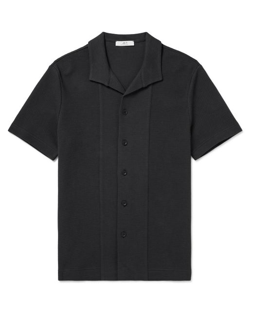 Mr P. Black Waffle-knit Cotton Shirt for men