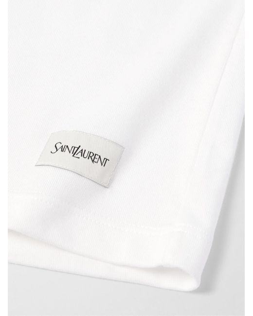 Saint Laurent White Logo-Appliquéd Cotton And Modal-Blend Jersey T-Shirt for men