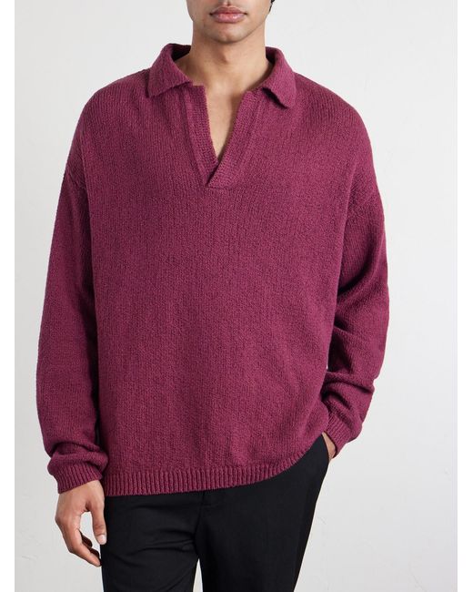A Kind Of Guise Purple Marabou Organic Cotton-Bouclé Polo Sweater for men