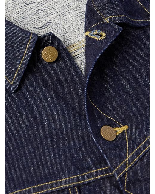 Kapital Blue Crochet-Trimmed Denim Jacket for men