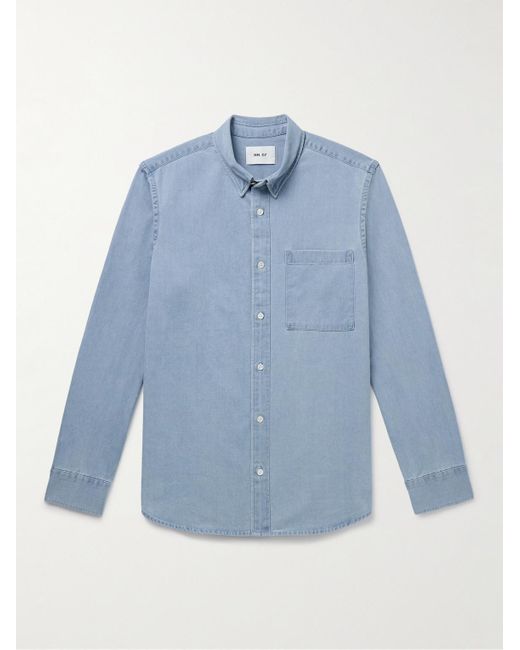 NN07 Blue Cohen 5769 Button-down Collar Organic Denim Shirt for men