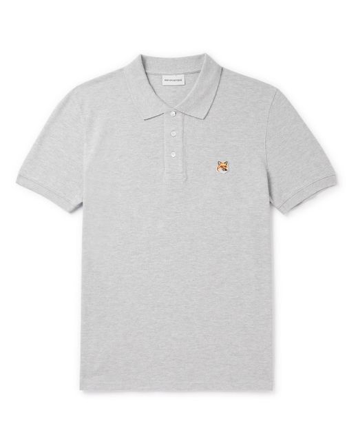 Maison Kitsuné White Logo-appliquéd Cotton-piqué Polo Shirt for men