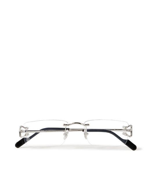 Cartier White Rimless Rectangular-Frame-Tone Optical Glasses for men