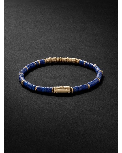 John Hardy Black Gold Lapis Lazuli Heishi Beaded Bracelet for men