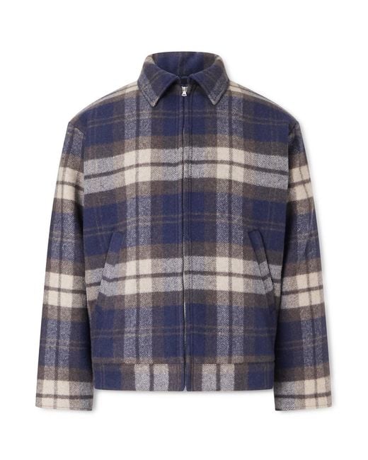 (w)taps Blue Wrecker Padded Checked Melton Wool-Blend Jacket for men