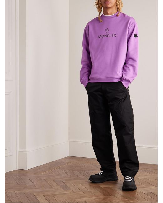Moncler Purple Logo-Print Cotton-Jersey Sweatshirt for men