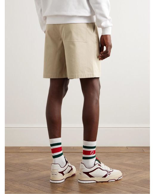 Gucci Natural Straight-leg Webbing-trimmed Cotton-twill Shorts for men