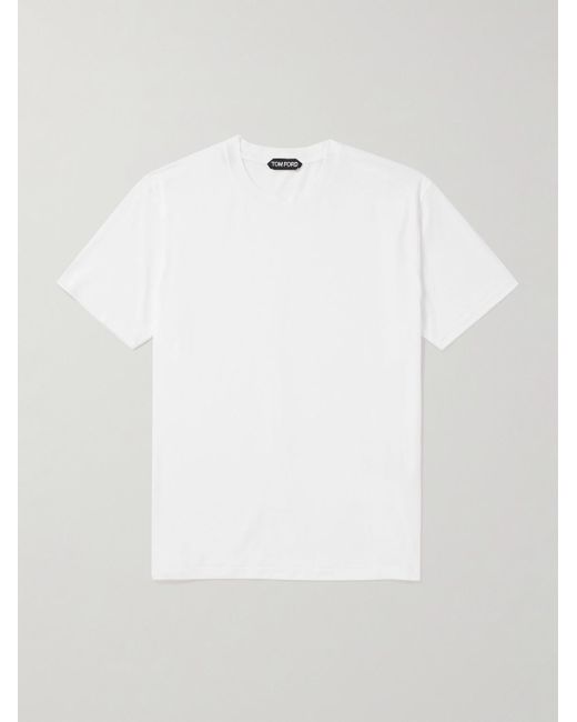 Tom Ford White Slim-fit Lyocell And Cotton-blend Jersey T-shirt for men