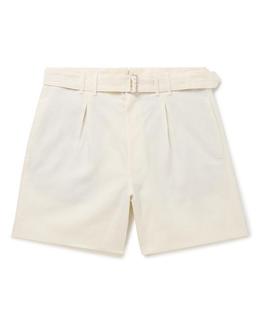 STÒFFA Natural Wide-leg Belted Pleated Linen Shorts for men