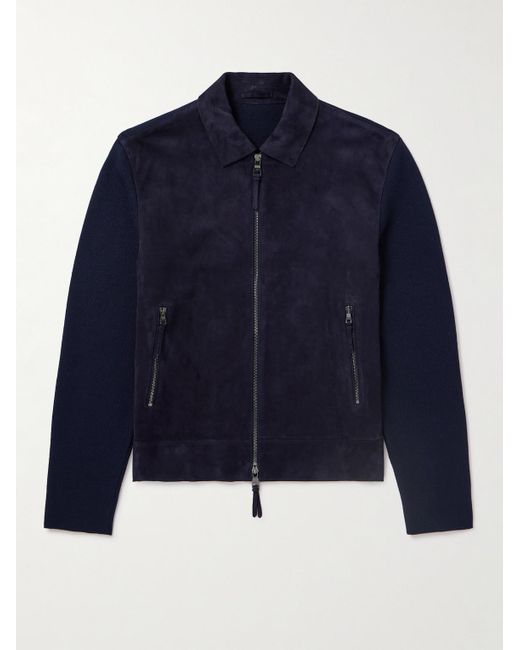 Mr P. Blue Merino Wool And Suede Blouson Jacket for men